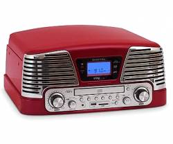 BIGBEN TD79RM RED Ρετρό Πικάπ  Ραδιόφωνο  CD  MP3  USB