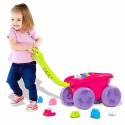 MEGA BLOKS FIRST BUILDERS - BLOCK SCOOPING WAGON WITH BLOCKS - PINK (CNK33)
